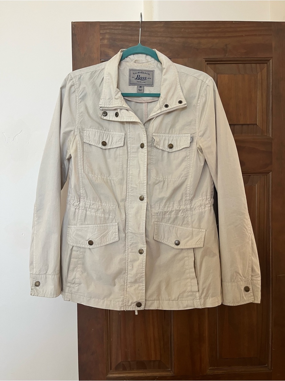 G.H. Bass & Co. Women's Cream Utility Jacket with Button Flap Pockets